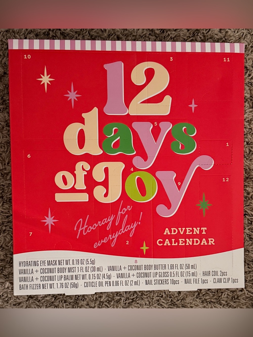 12 Days of Joy Advent Calendar Lip Gloss & Balm Set - Pink & Green